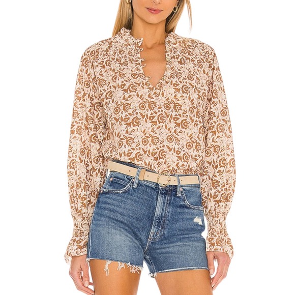 Cleobella Tops - Cleobella Reza Blouse 100% Organic Cotton Feminine Floral Long Sleeve V-Neck M